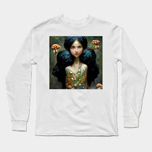 Aggie - Two Brown Eyes Mushroom Faerie by Kim Turner Art Long Sleeve T-Shirt